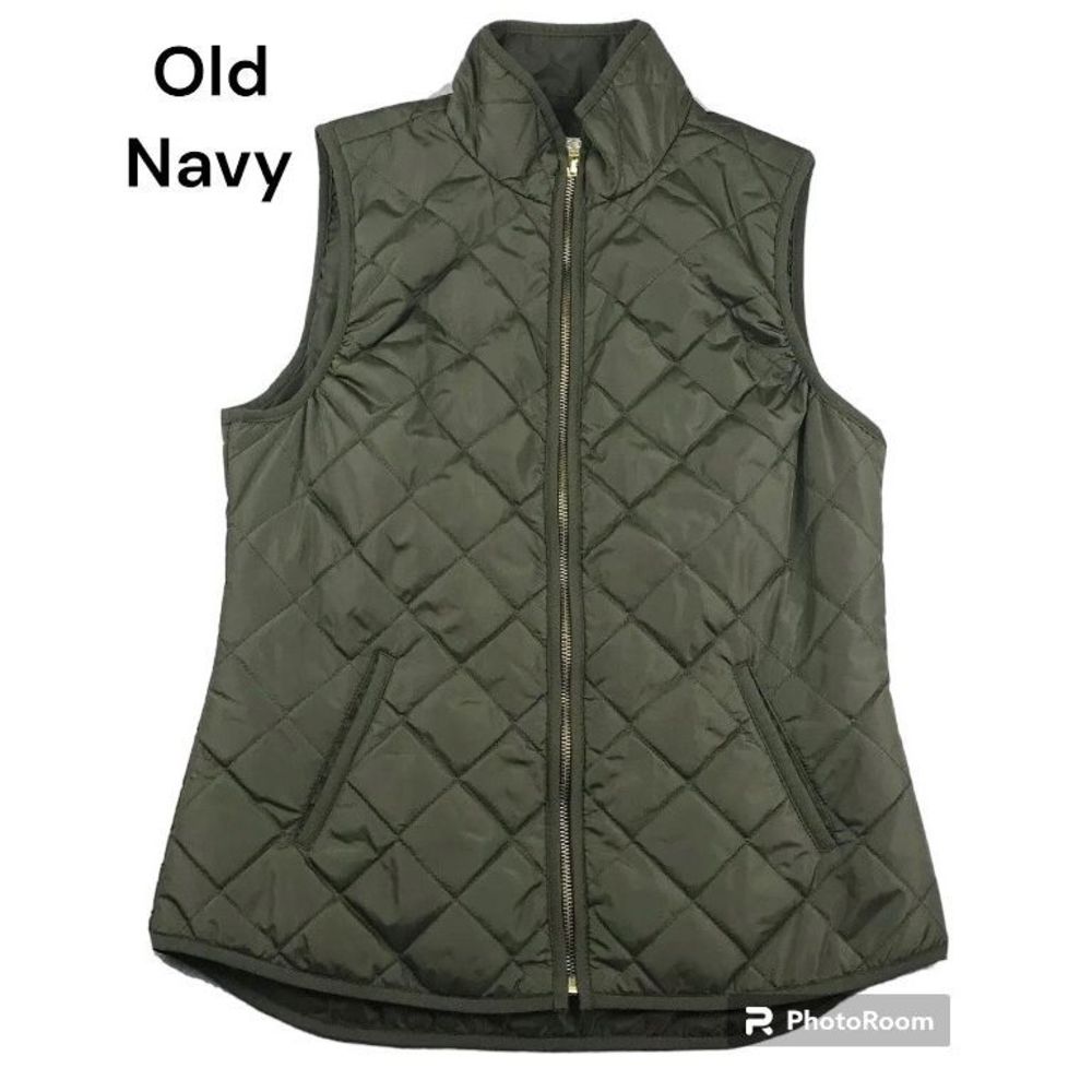 Old Navy SZ M Woman’s Olive Green Quilted Puffer Vest Jacket
